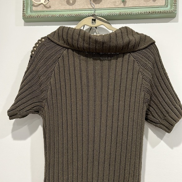 DKNY Jeans short sleeve midi cardigan knit sweater green medium button front - Picture 8 of 10